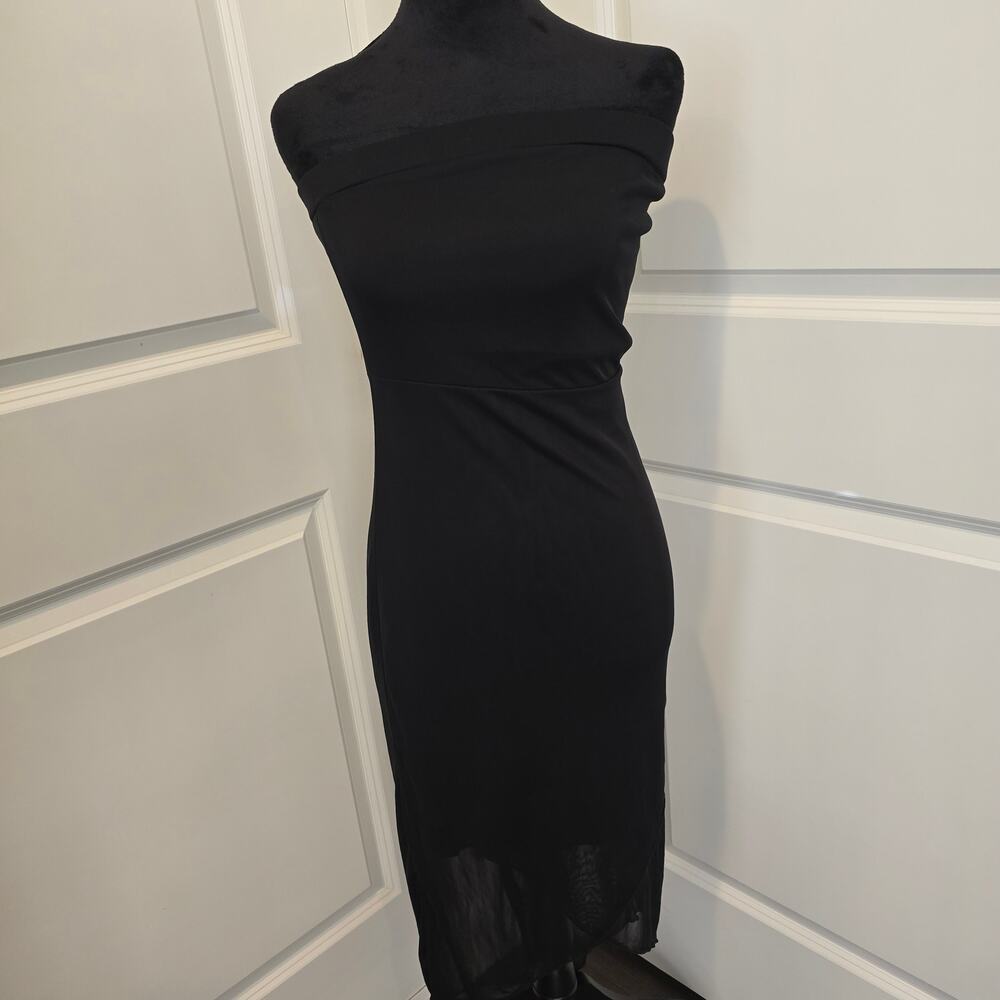 Women's Charlotte Russe Black Bandeau Sheer Lined Asymmetrical Hem Dress Size M